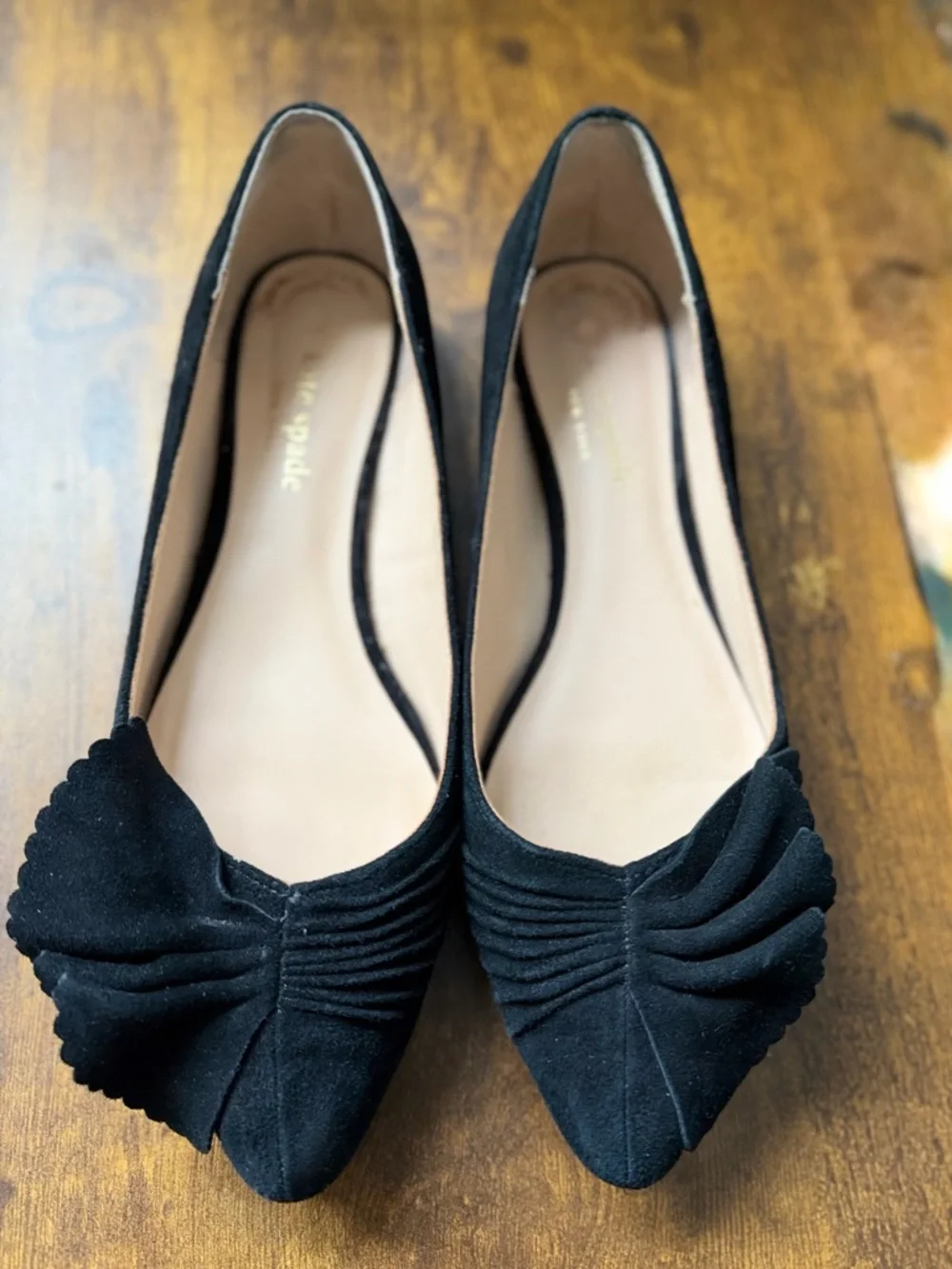 Kate Spade Black Suede Ballet Flats Size 6.5